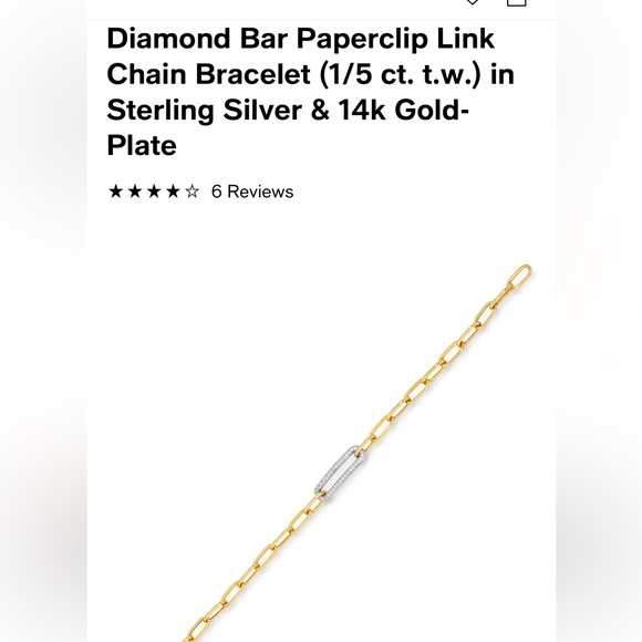 Diamond Elongated Pavé Link Paperclip Link Bracelet - Picture 3 of 7